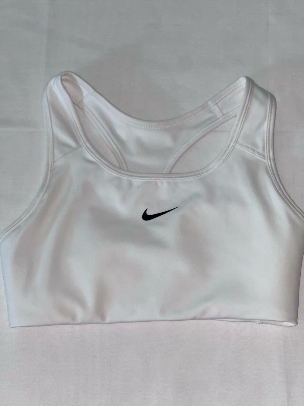 Nike White Sports Bra with Black Swoosh